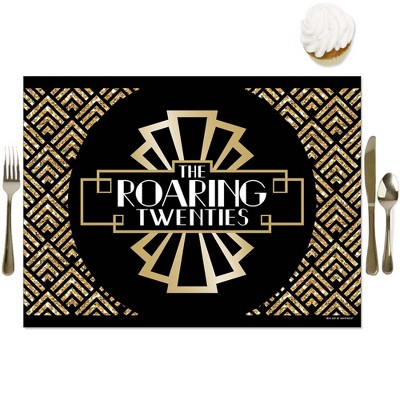 Big Dot of Happiness Roaring 20's - Party Table Decorations - 1920s Art Deco Jazz Party Placemats - Set of 16