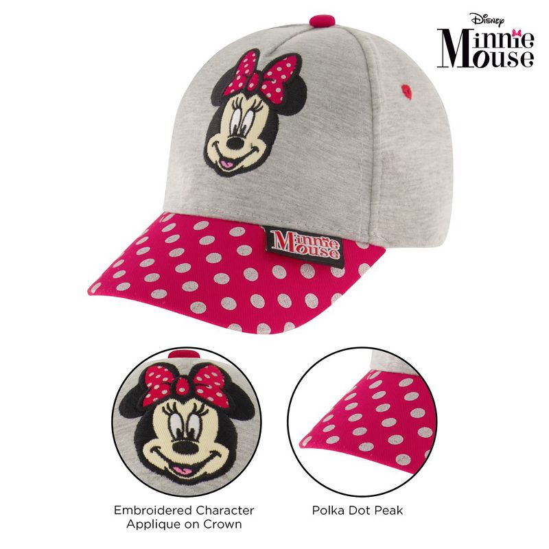 Minnie Mouse Baseball Cap-4-7 Years- Grey/Red Polka Dots, 4 of 7