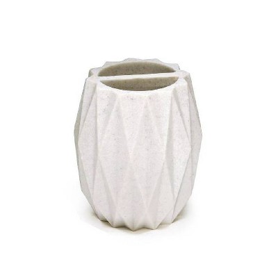 White Diamond Pattern Polyresin 4-Piece Bath Accessory Set