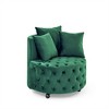 Velvet Swivel Chair with Button Tufted Design and 3 Pillows - 3 of 4