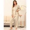 cheibear Women's Satin Soft Button-Down Sleepwear with Pants Lounge Pajama Set - 2 of 4
