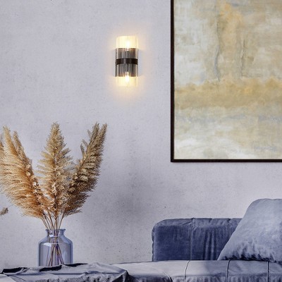 Globe Electric 2-Light Wall Sconce with Ribbed Glass Shade