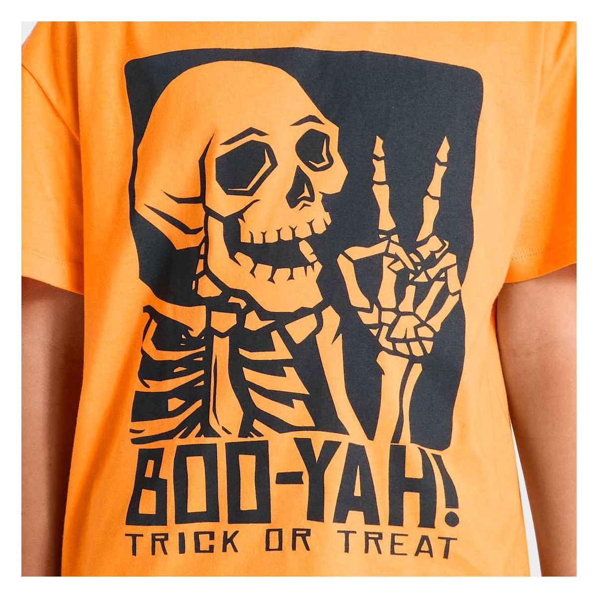 Boys' "BOO-YAH!" Halloween Oversized Graphic T-Shirt - Orange - thumbnail 2