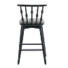 Indoor Wooden Barstool, Black Finish With Grey Upholstery, Set of 2 - 4 of 4