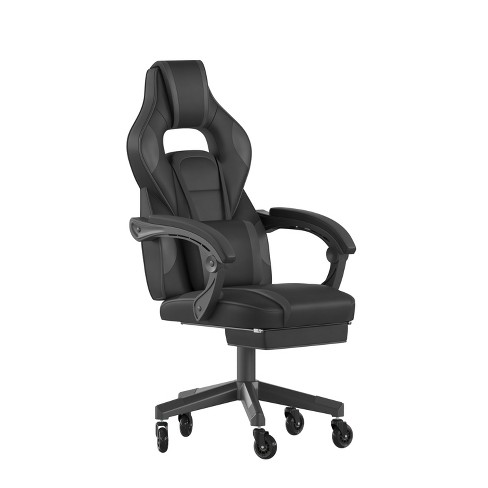 Flash Furniture X40 Gaming Chair Racing Computer Chair with Fully Reclining  Back/Arms and Transparent Roller Wheels, Slide-Out Footrest, - Black/Gray