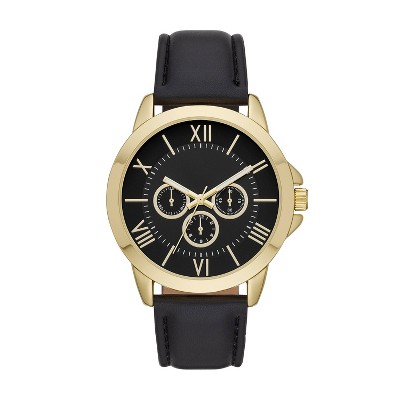 Men's Roman Watch - Goodfellow & Co™ Gold/Black