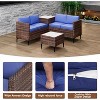 Jojoka 4-Piece All-Weather PE Rattan Patio Sofa Set, Sectional with Loveseat, Coffee Table with Storage, Ideal for Backyard - 3 of 4