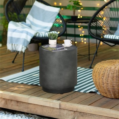 Maggift Patio End Tables, Modern Decorative Side Tables, Stylish Design for Patio, Living Room, Indoor and Outdoor Use, Black, 14.5"*14.5"*17"