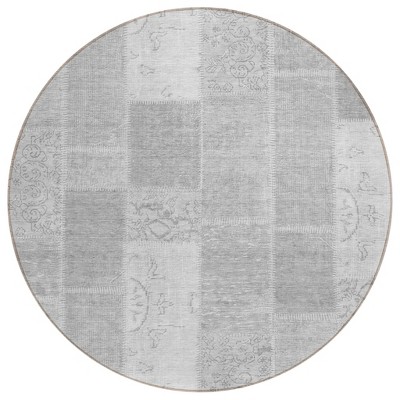 Silver Gray And Graphite Patchwork Washable Indoor Outdoor Area Rug