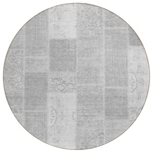 Silver Gray And Graphite Patchwork Washable Indoor Outdoor Area Rug - 1 of 4