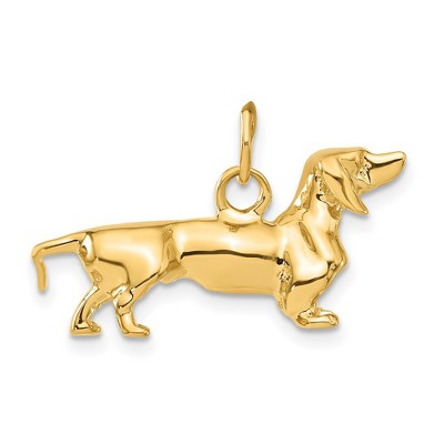 Black Bow Jewelry 14k Yellow Gold 3D Dachshund Pendant