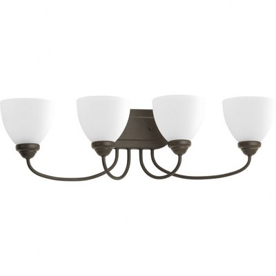 Progress Lighting Heart 4-Light Bath Bracket, Antique Bronze, Etched Glass Shades