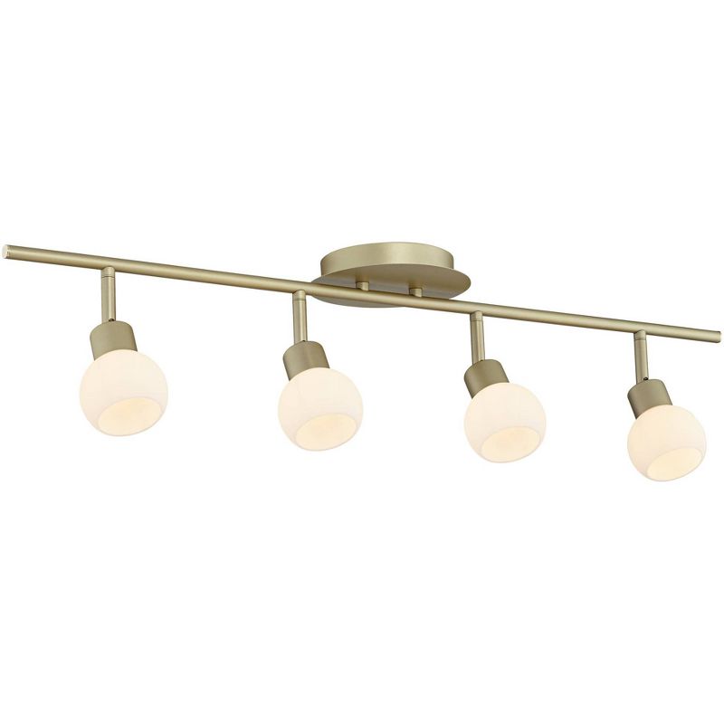 Pro Track Globe 4-Head LED Ceiling Track Light Fixture Kit Plug In Corded Adjustable Gold Brass Finish Modern Kitchen Bathroom Dining 31 3/4" Wide, 1 of 10