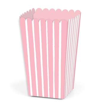 Big Dot of Happiness Pink Stripes - Simple Party Favor Popcorn Treat Boxes - Set of 12