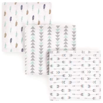 Luvable Friends Baby Boy Cotton Flannel Receiving Blankets, Boy Feathers 3-Pack, One Size