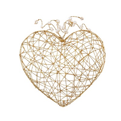 Transpac Wire Puffy Heart Locket Decor w/Gold Home Decorations Valentines
