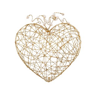 Transpac Wire Puffy Heart Locket Decor w/Gold Home Decorations Valentines - 1 of 1