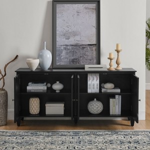 Okak 65.2in Mid Century Sideboard Buffet Cabinet, Accent Cabinet with 4 Doors and 4 Shelves, Storage Cabinet for Living Room, Entryway, Office, Black - 1 of 4