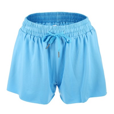 Unique Bargains Womens Flowy Running Shorts Casual High Waisted Workout  Shorts 1Pcs Blue M