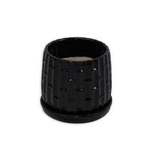Vynxaria Set of 2 Modern 7" Ceramic Flowerpots for Indoor & Outdoor Use - 1 of 4