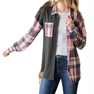 Women's Plaid Button Down Shirt - HEIMISH USA - 1 of 1