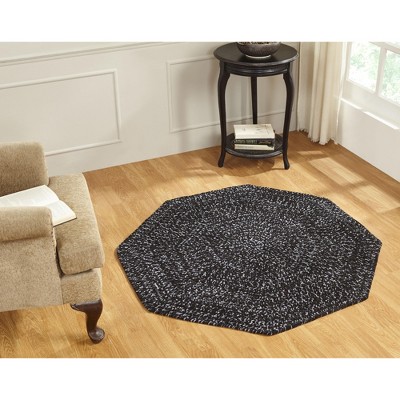 48" x 48" Chenille Tweed Collection Black & Gray Reversible Indoor Area Utility Octagonal Rug - Better Trends