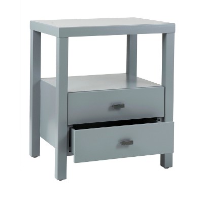 Easton Modern Gray Acacia Wood 2-Drawer Nightstand