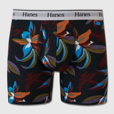 Hanes Originals Premium Men's Floral Print Boxer Briefs - Black/blue :  Target