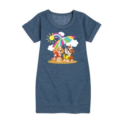 - Paw Patrol - Skye Rubble Beach Graphic Short Sleeve Fleece Dress