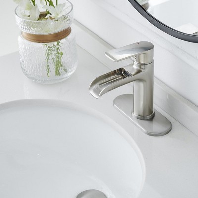 Brushed Nickel Single Handle Waterfall Bathroom Faucet