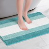 Unique Bargains Extra Soft and Absorbent Chenille Fluffy Striped With Non-Slip Backing Bath Floor Mat - 2 of 4