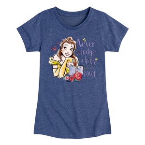 Girls' - Disney - Belle Never Judge A Book Fitted Short Sleeve Graphic T-Shirt - 1 of 4
