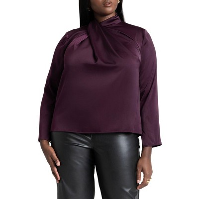 ELOQUII Women's Plus Size High Neck Drape Top
