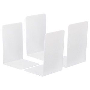 Unique Bargains Acrylic L-shaped Smooth Rounded Corner Book Ends - 1 of 4