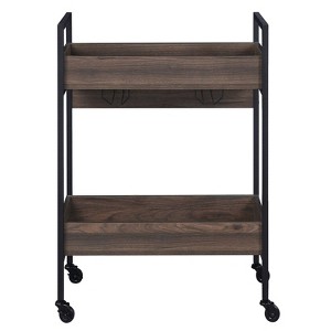 SEVOBAL Utility Storage Carts Stylish Serving Cart with Wheels Organizer Easy Mobility for Living Room, Brown Black, 28.5"*17.5"*36.5" - 1 of 4