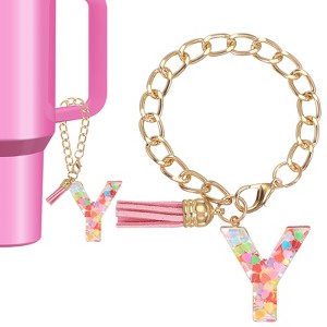 Unique Bargains Epoxy Resin Colorful Glittery Tassel Sports Water Bottle Accessories Letter Charm 1 Pc - 1 of 4