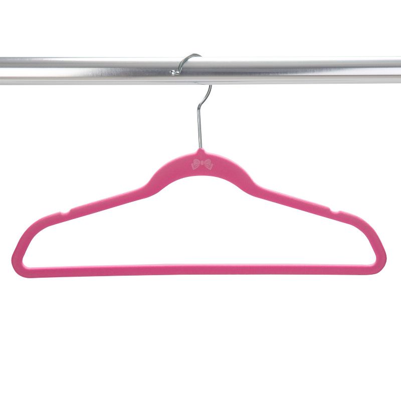 Simplify 100pk ICON Kids&#39; Velvet Hangers Pink, 4 of 8