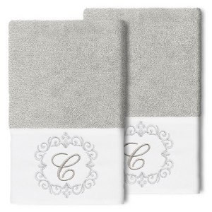Linum Home Textiles 100% Turkish Cotton MONICA 2PC Embellished Hand Towel Set - 1 of 1