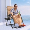 Tangkula Oversized Zero Gravity Lounge Chair Folding Recliner w/ Cup Holder & Pillow, Beige - 3 of 4