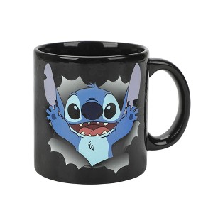 Disney Stitch Breaking Barrier 16 Oz Heat-Reactive Black Ceramic Mug - 1 of 4