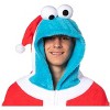 Sesame Street Adult Santa Cookie Monster Hooded Costume Fleece Pajama Kigurumi Union Suit - 2 of 4