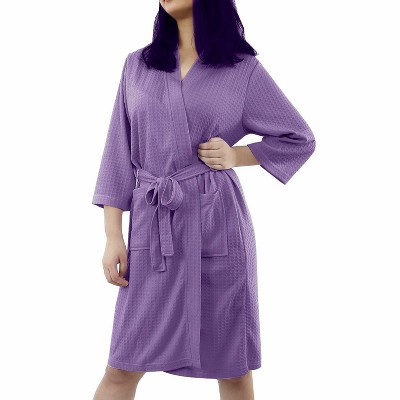 PiccoCasa Silk Satin Women Lady Lingerie Robe Sleepwear Nightwear Gown  Bathrobes Purple