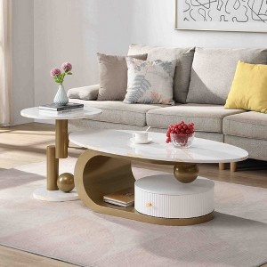 PAGED Modern Nesting Coffee Table Set of 2 Elegant Design Center Table with Metal Frame for Living Room, Office - 1 of 4