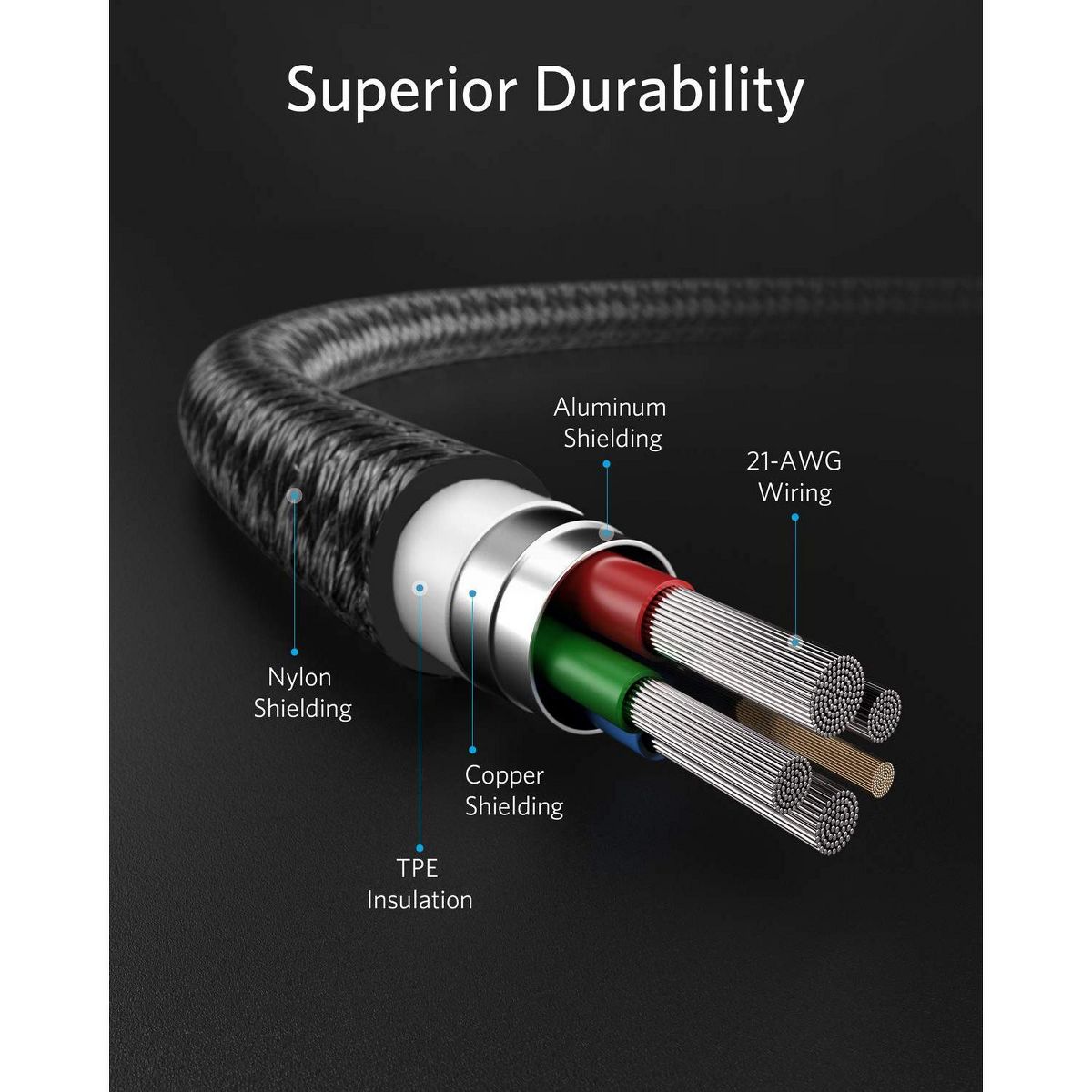 Anker New Nylon USB C to Lightning Cable, MFi-Certified Cord (6 ft, Black) | For iPhone 14 Series and More - thumbnail 3
