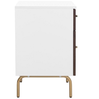 Transitional Genevieve Mahogany Nightstand with Gold Metal Legs