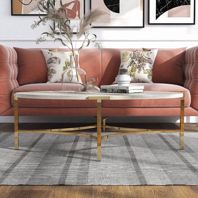 Grand Canal Modern Oval Coffee Table Champagne - miBasics, 4 of 11