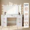 AMERLIFE Makeup Vanity Desk with Mirror & LED Lights, Drawers, Tempered Glass Top, Charging Station, Modern Bedroom Dressing Table - 4 of 4