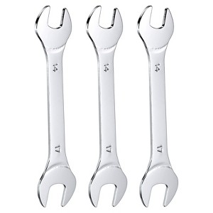 Unique Bargains CR-V Steel Mirror Polished Automotive Repair Furniture Assembly Ultra-Thin Double Open-End Wrenches 3 Pcs - 1 of 4