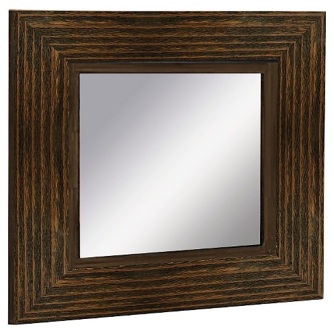 Square Wood Accent Decorative Wall Mirror Brown Ptm Images