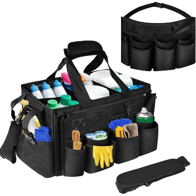 Wearable Cleaning Caddy Bag with Handle and Shoulder Straps, Supplies Organizer with Detachable Divider for Cleaners and Housekeepers